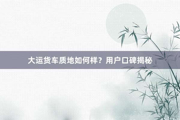 大运货车质地如何样？用户口碑揭秘
